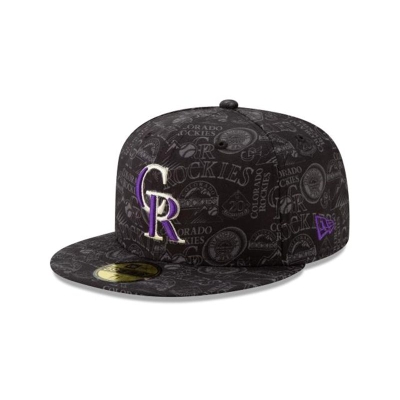 Colorado Rockies Gorra | New Era MLB Sketched 59fifty Fitted Cap Mexico - Negros